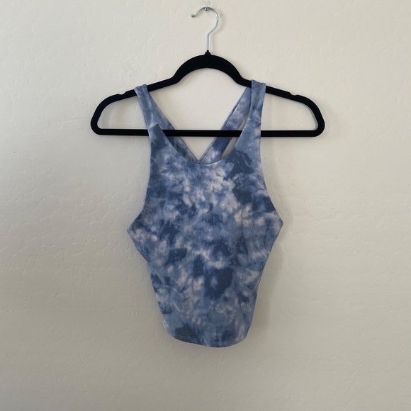 Wash Effect Contour Cross-Back Tie Dye Cloud Sky Tank Crop Cropped Hippie Cami - Picture 7 of 10